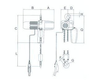 浙江手牌 HEM型環(huán)鏈電動葫蘆結(jié)構(gòu)圖