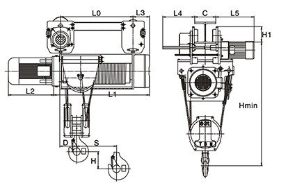 浙江雙鳥SH運(yùn)行式鋼絲繩電動(dòng)葫蘆（滑輪倍率4/1）：