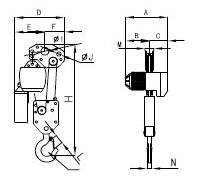 臺灣川崎 環(huán)鏈電動葫蘆7.5T結(jié)構(gòu)圖