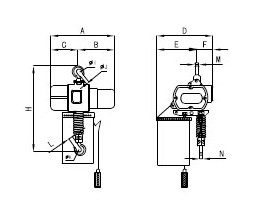 臺灣川崎 環(huán)鏈電動葫蘆0.5t結(jié)構(gòu)圖