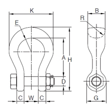 臺灣振鋒YOKE 鍛造合金鋼寬體卸扣結構圖